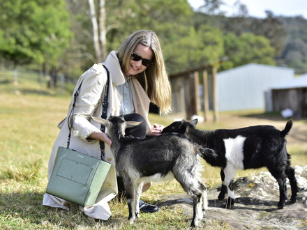 Woman wearing animal-cruelty-free clothes