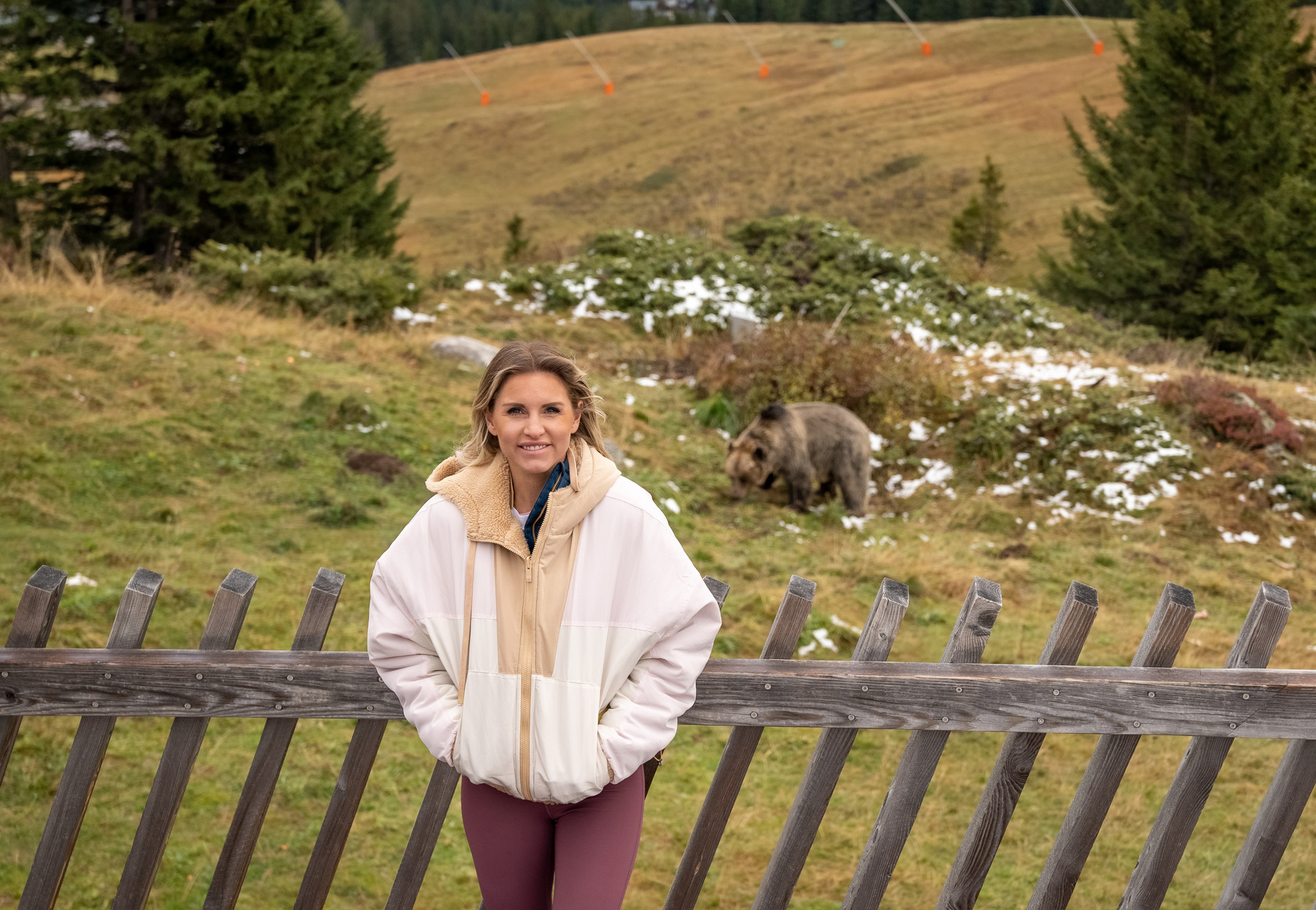 Fitness influencer Rebecca Louise at AROSA Bear Sanctuary, Switzerland Fitness influencer Rebecca Louise at AROSA Bear Sanctuary, Switzerland
