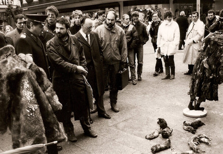 Heli Dungler in the early days, during an anti-fur protest Heli Dungler in the early days, during an anti-fur protest